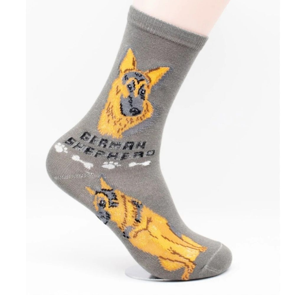 NWT Foozys Canine Collection German Shepherd Crew Socks, Fits Shoe Sz 4-10